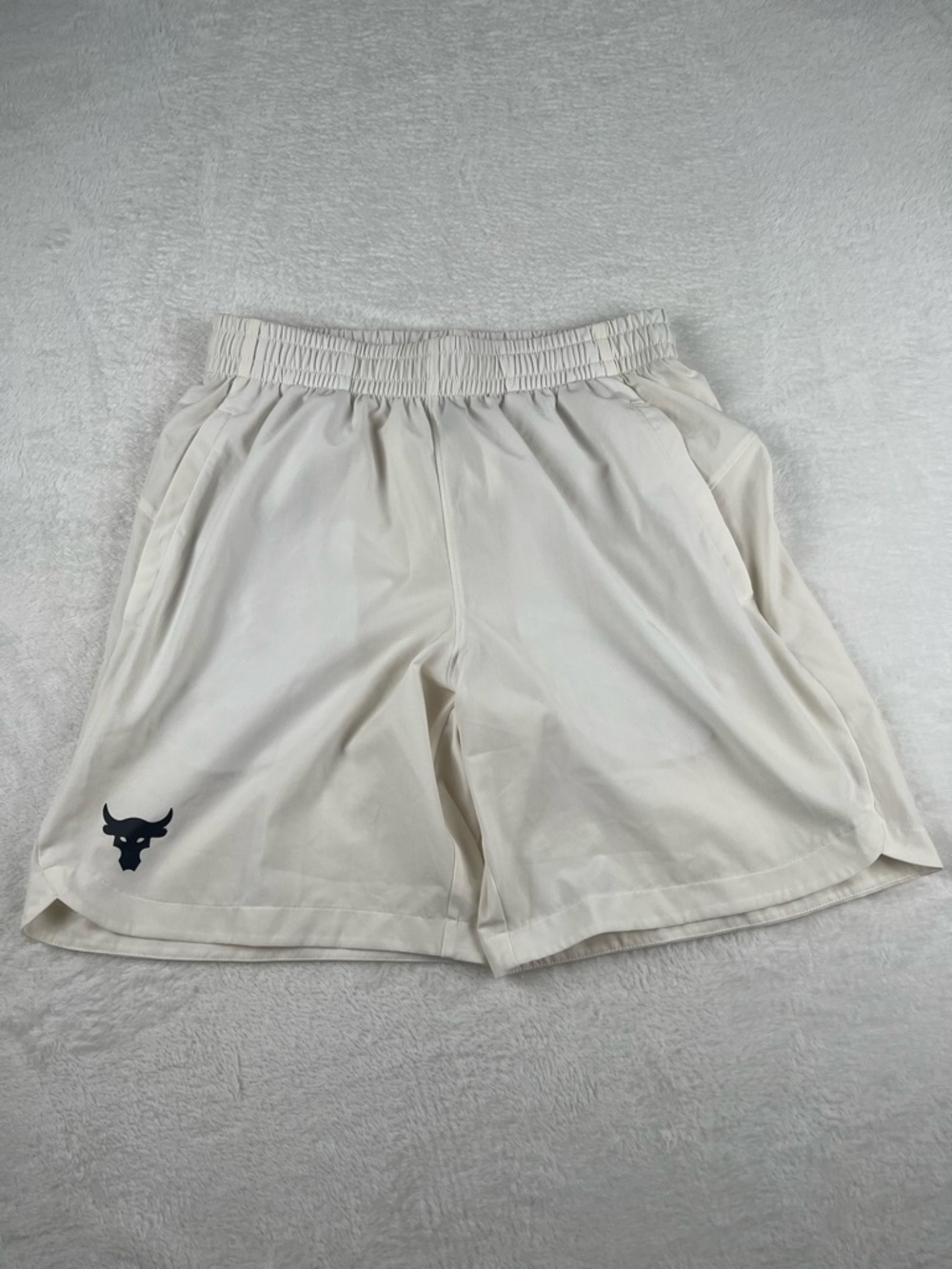 Under Armour Project Rock Woven Shorts Off White Size M Athletic Gym